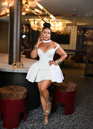 peplum dress ivory Peplum Midi Dress