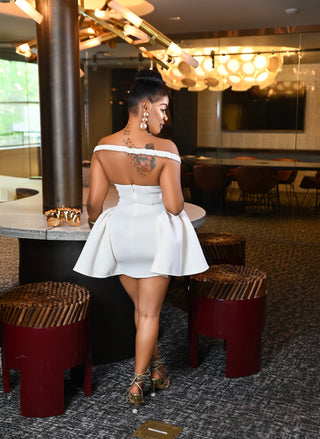 Ivory Luxe Peplum Mini dress
