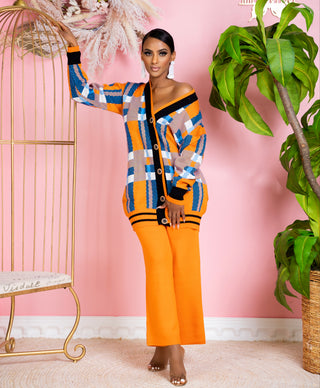 Tahira orange sweater dress