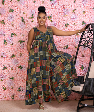 TRIBAL PRINT COTTON JUMPSUIT