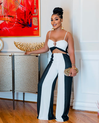 BAGHEL BLACK WHITE JUMPSUIT