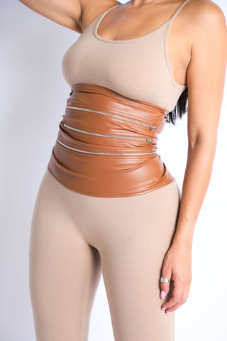 Zipper Corset Pu Belt