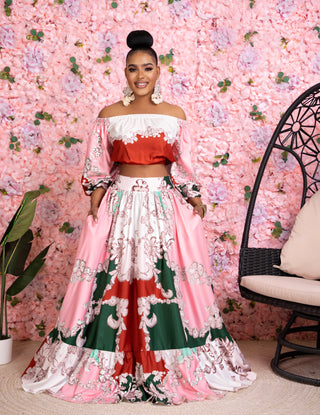 JANNY OFF SHOULDER TOP AND MAXI SKIRT SET