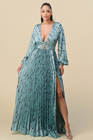 NAYOKA PLEATED MAXI DRESS
