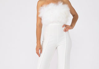 FUR DETAILED FASHION JUMPSUIT