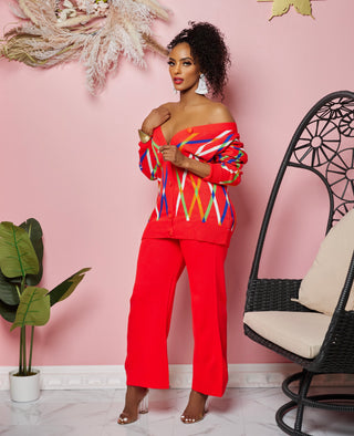 RED LEIKA SWEATER PANTS SET