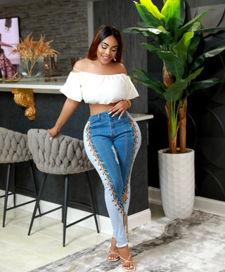 LACE UP SKINNY JEANS