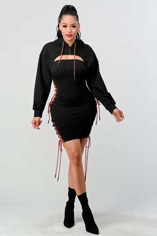 Ayo 2 piece mini dress with hoodie