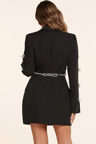 INFLUENTIAL BLACK  BLAZER RHINESTONES DRESS