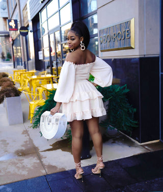 Peach Lush Off Shoulder cutout dress