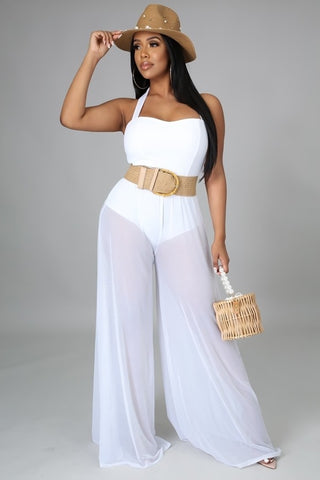 QUANIKA ORANGE MESH JUMPSUIT