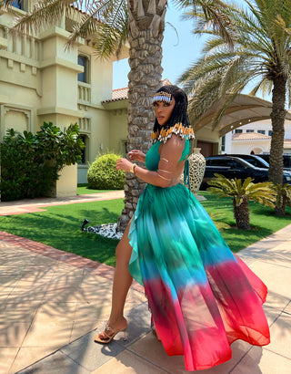 Teal ombré maxi dress