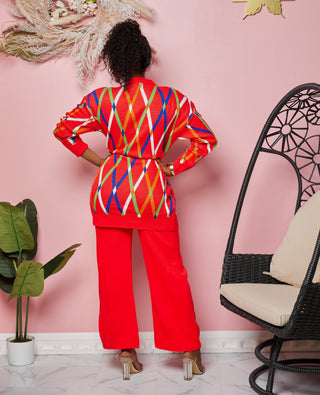 RED LEIKA SWEATER PANTS SET