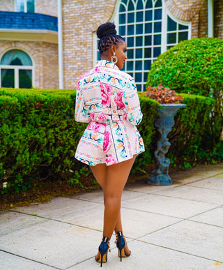 THEORIS ROSE PRINT SHORTS TWO PIECE SET