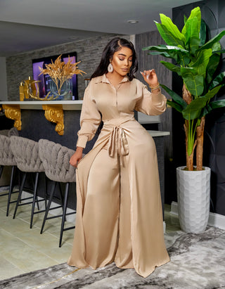 LUXURY SATIN SHIRT AND PANTS SET (BLUE )