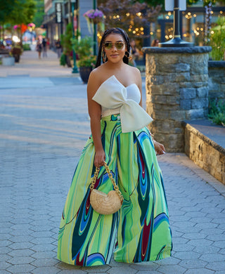 GAIL MULTI COLOR PRINT PLEATED WIDE PANTS
