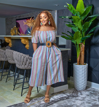 Tayy off shoulder midi romper ( plus sizes available)