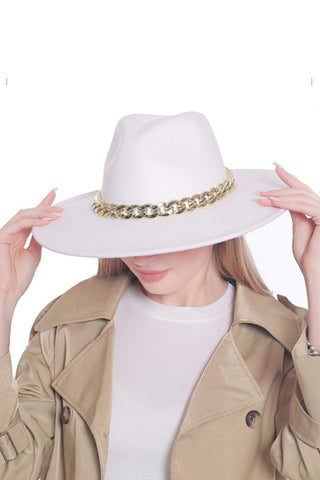 Cuban chunky chain extra wide Brim hat