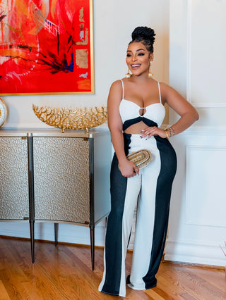 BAGHEL BLACK WHITE JUMPSUIT