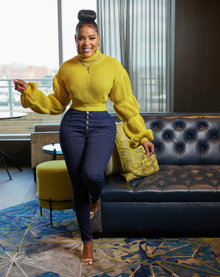Yellow Bubble Cropped Sweater