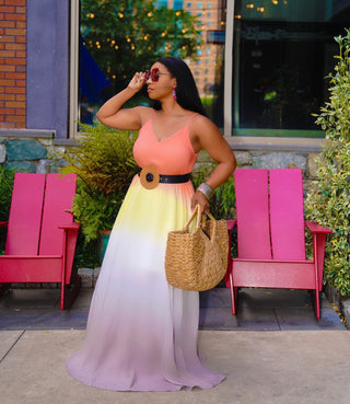 OMBRE DYED WOVEN CAMI MAXI DRESS