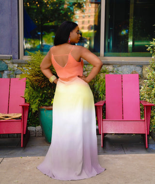 OMBRE DYED WOVEN CAMI MAXI DRESS