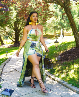 Pillar Halter Top & Shorts Two Piece Set