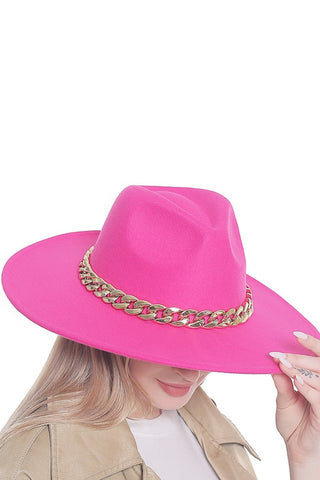 Cuban chunky chain extra wide Brim hat