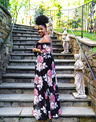 Multi Print Top & Slit Skirt Sheer Set