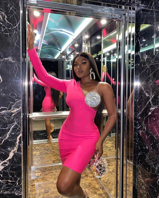 SPIRALED RHINESTONE CUP BANDAGE DRESS