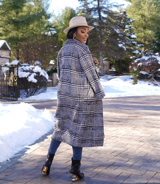 Lucibel Midi length plaid jacket