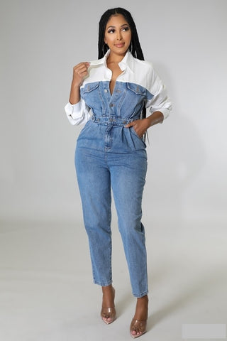 High vibe denim jumpsuit