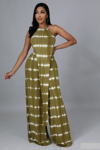 TRLVINNA 2 PIECE WIDE LEG PANTS SET ( olive )