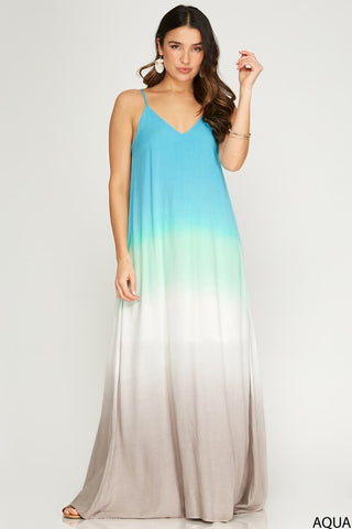 OMBRE DYED WOVEN CAMI MAXI DRESS