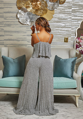 Jonette pleated wide leg pants Set