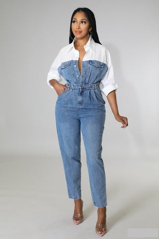 High vibe denim jumpsuit