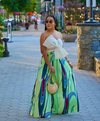 GAIL MULTI COLOR PRINT PLEATED WIDE PANTS