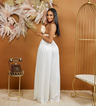 SEA SHELL BRA SET WIDE LEG PANTS SET