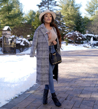 Lucibel Midi length plaid jacket
