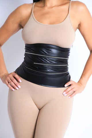 Zipper Corset Pu Belt