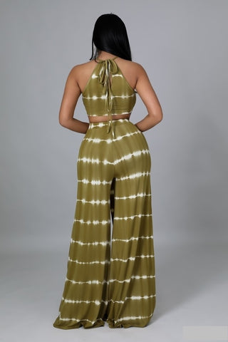 TRLVINNA 2 PIECE WIDE LEG PANTS SET ( olive )