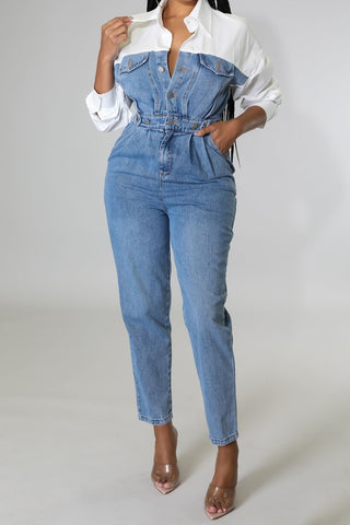 High vibe denim jumpsuit