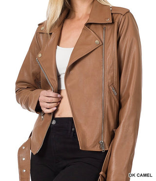 Amber vegan leather moto jacket