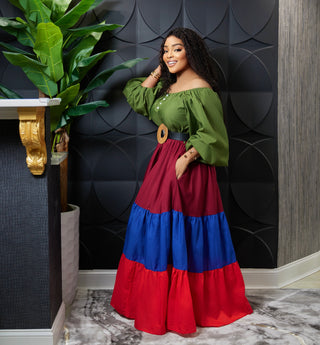 Marissa four tone maxi dress