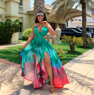 Teal ombré maxi dress