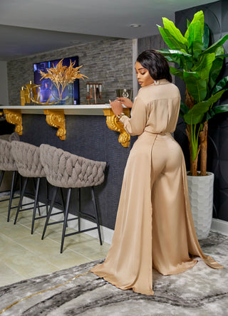 LUXURY SATIN SHIRT AND PANTS SET (BLUE )