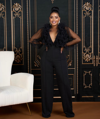 NIGELIA BLACK MESH JUMPSUIT