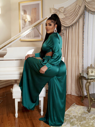 SIDE RUFFLED O RING SIDE CUTOFF JUMPSUIT