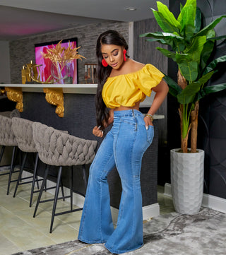 Flex game wide leg jeans
