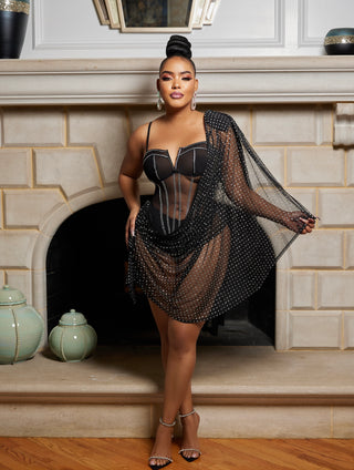 RHINESTONE OVERLAY DRESS